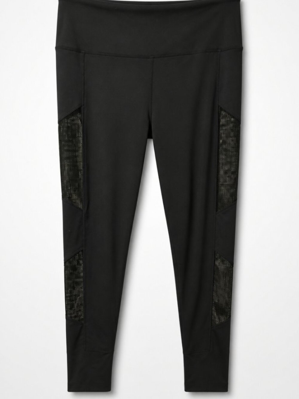Zyia Black Active Leggings with Decorative Side Panels - 16/18
